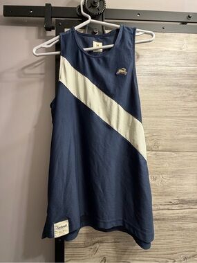 Tracksmith Navy Van Cortlandt Women's Tank with Cream Logo Accent